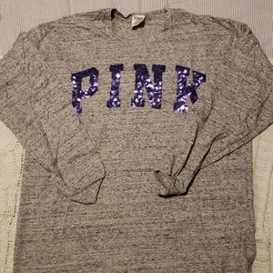 PINK Long Sleeve Bling Campus Tee